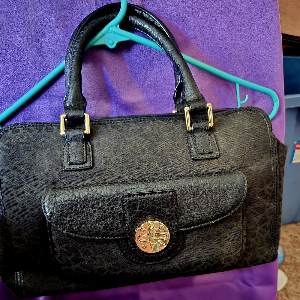 DKYN Black Satchel with Gold-Toned Hardware. NEVER USED.